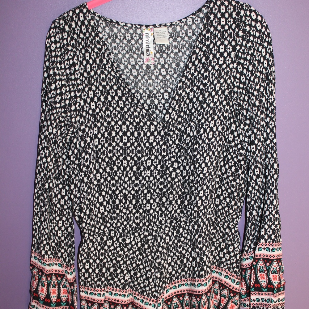 Mimi Chica Long Sleeve Pattern Romper